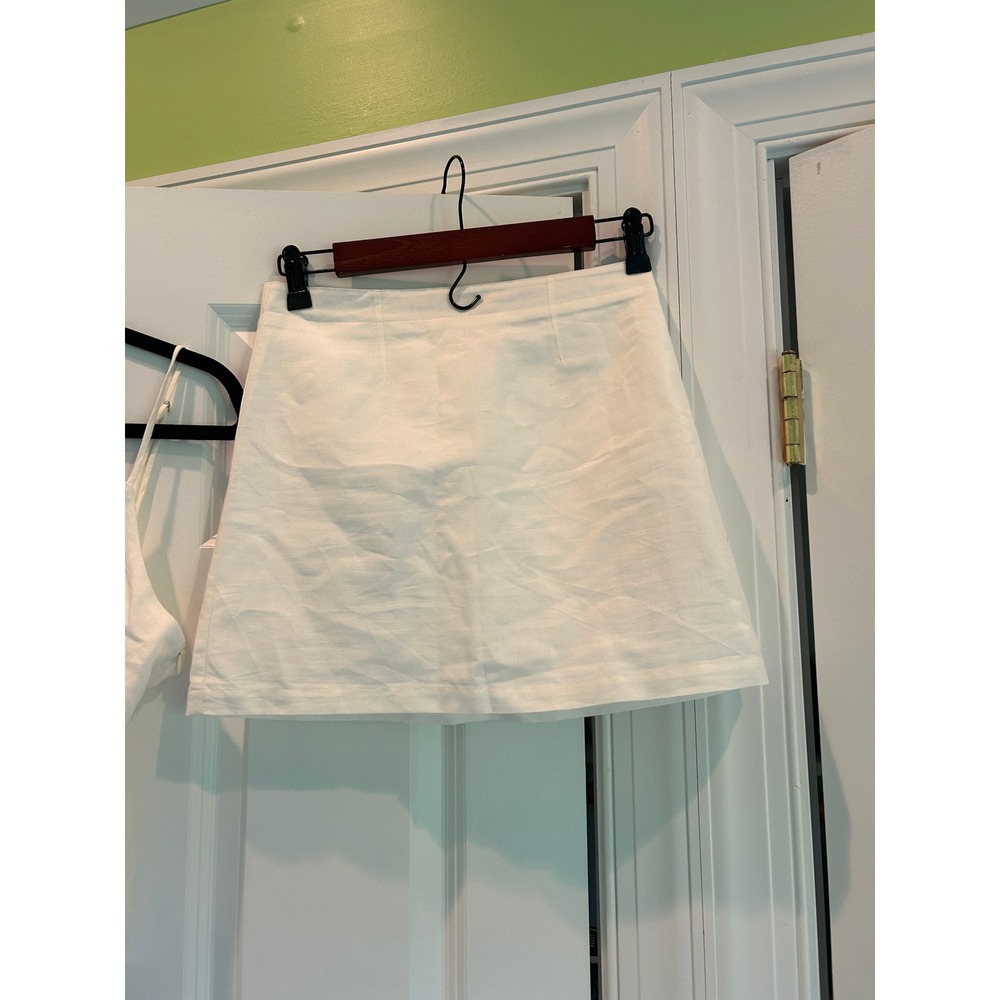 ALIGNE Hadley Linen Blend Mini Skirt High Waist Minimalist White Size 2 - Picture 3 of 7